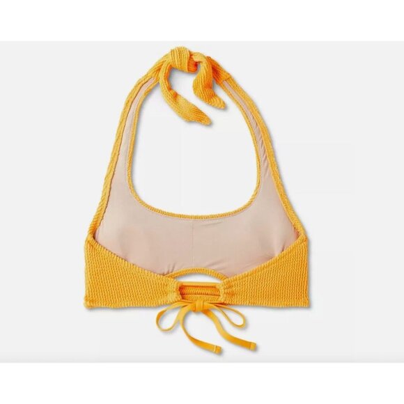 SHADE & SHORE BIKINI TOP PUCKER CUT OUT HALTER BRALETTE WOMEN'S LARGE ORANGE NWT - Picture 5 of 5